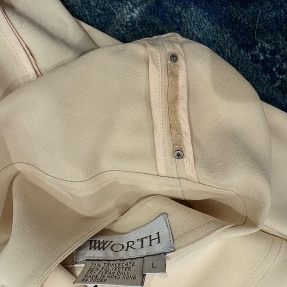 Vintage Worth New York Longline Jacket Blouse L Yellow Old Money Quiet Luxury - Picture 8 of 10